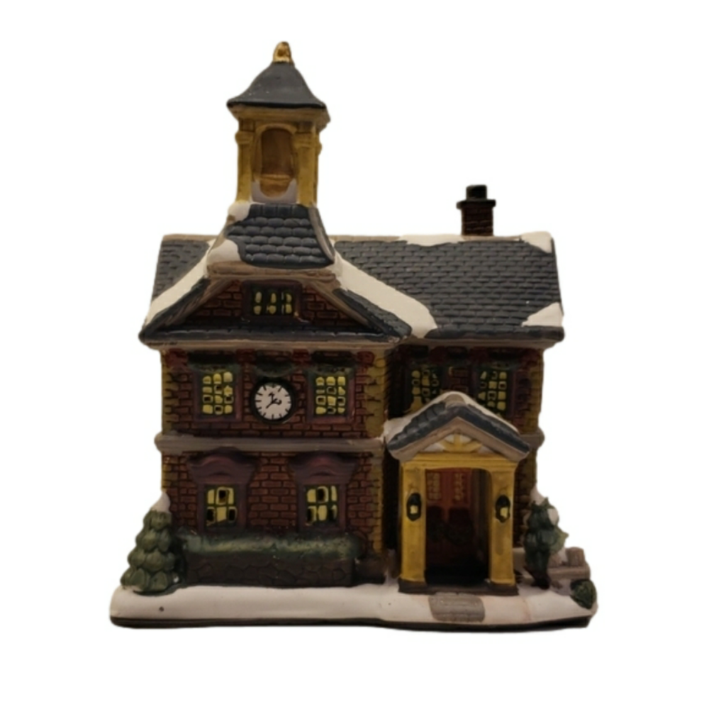 Unbranded Christmas Village House Church Clock Green rooftop Steeple 6" x 7" x…
